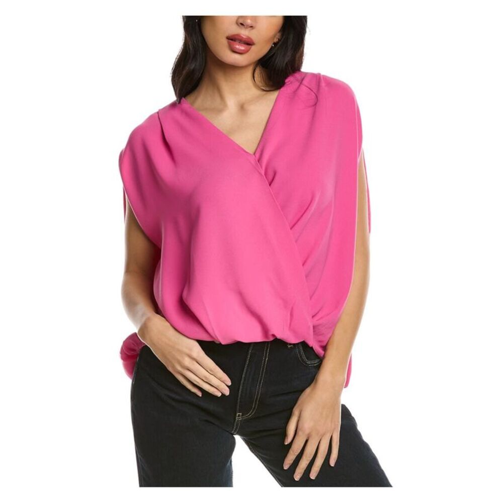 TRINA TURK Womens Pink Surplice Neckline Top S